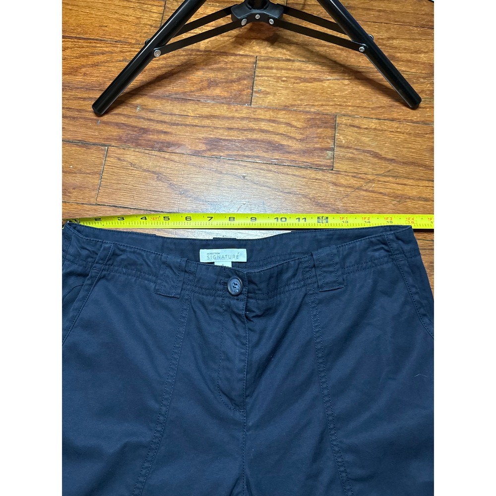 Nordstrom Signature Womens Navy Blue 100% Cotton Straight Leg Crop Pants Size 8 - Picture 4 of 7
